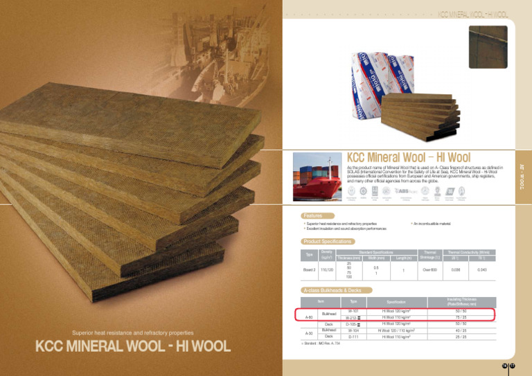 KCC Hi-Wool Mineral Wool Specifications | PDF | Materials | Building ...