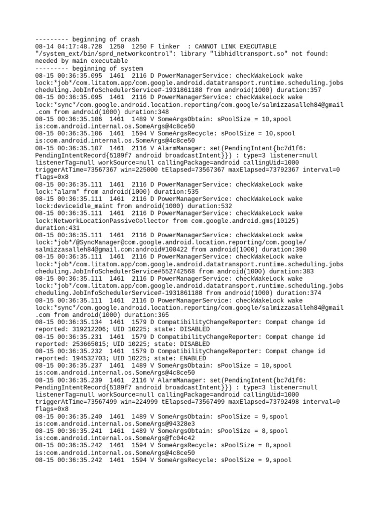 Android Crash Log Analysis | PDF | Computer Architecture | Mobile Software