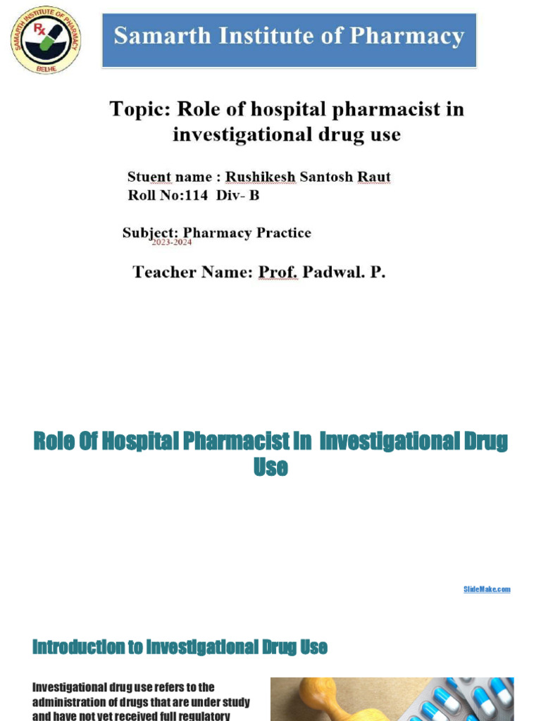 Hospital Pharmacist's Role in Trials | PDF | Clinical Trial | Pharmacist