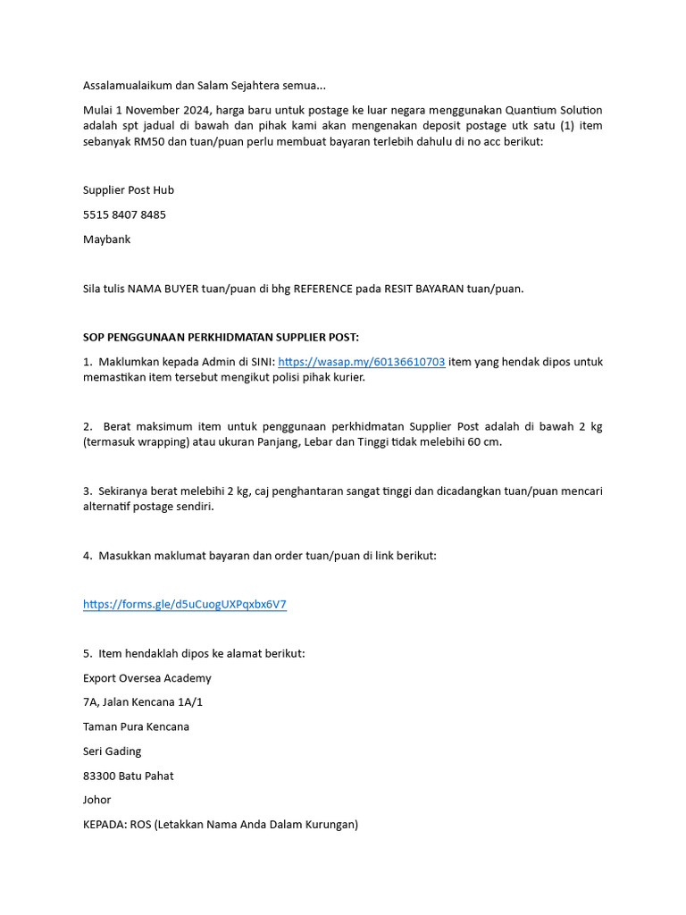 5.terkini Sop Supplierpost+express Shipping | PDF