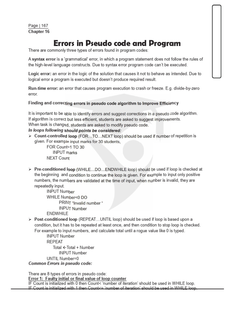2.5 PsedoCodeErrors | PDF | Control Flow | Computer Program