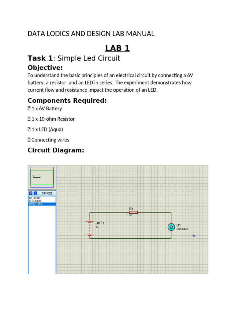 LED Circuit Lab Manual | PDF | Logic Gate | Electrical Network