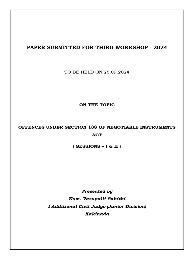 Section 138 NI Act: Offences Explained | PDF | Negotiable Instrument ...