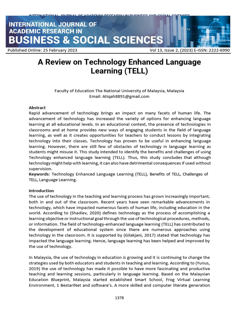 Benefits and Challenges of TELL | PDF | Learning | Teachers
