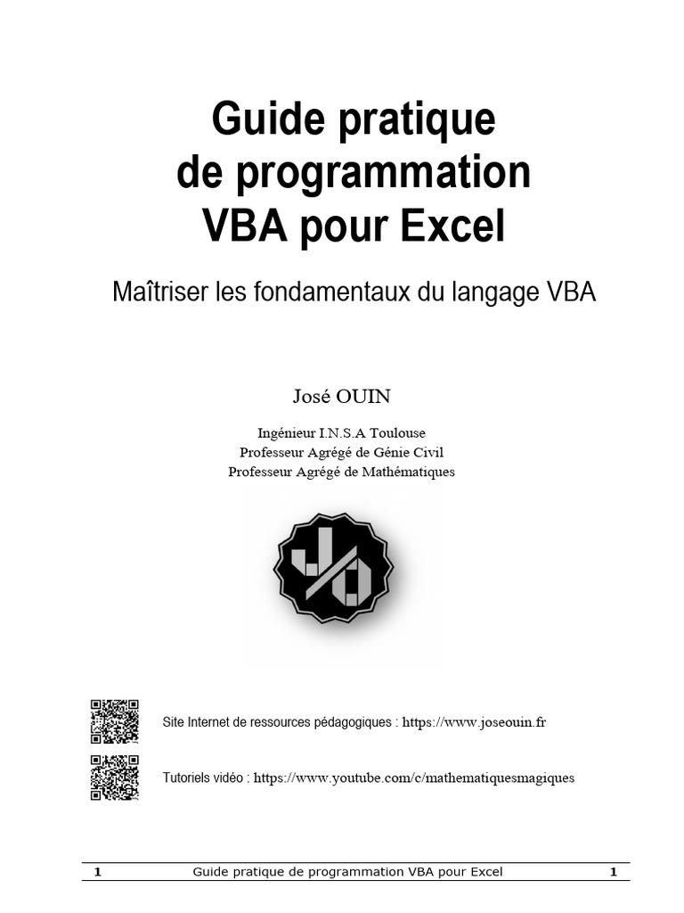 Guide pratique VBA pour Excel | PDF | Microsoft Excel | Visual Basic ...