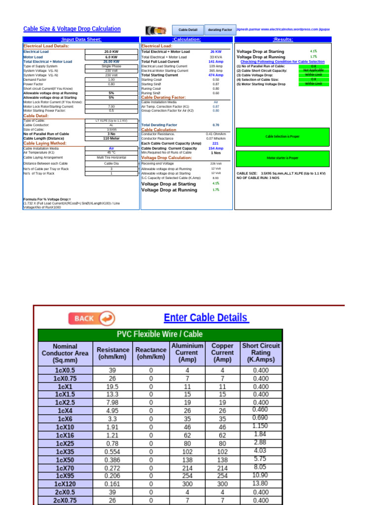 Cable Size & Voltage Drop Guide | PDF | Electrical Resistance And ...