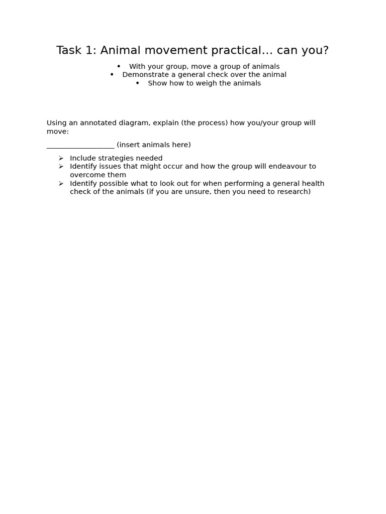 Task 1 Animal Movement | PDF | Wellness