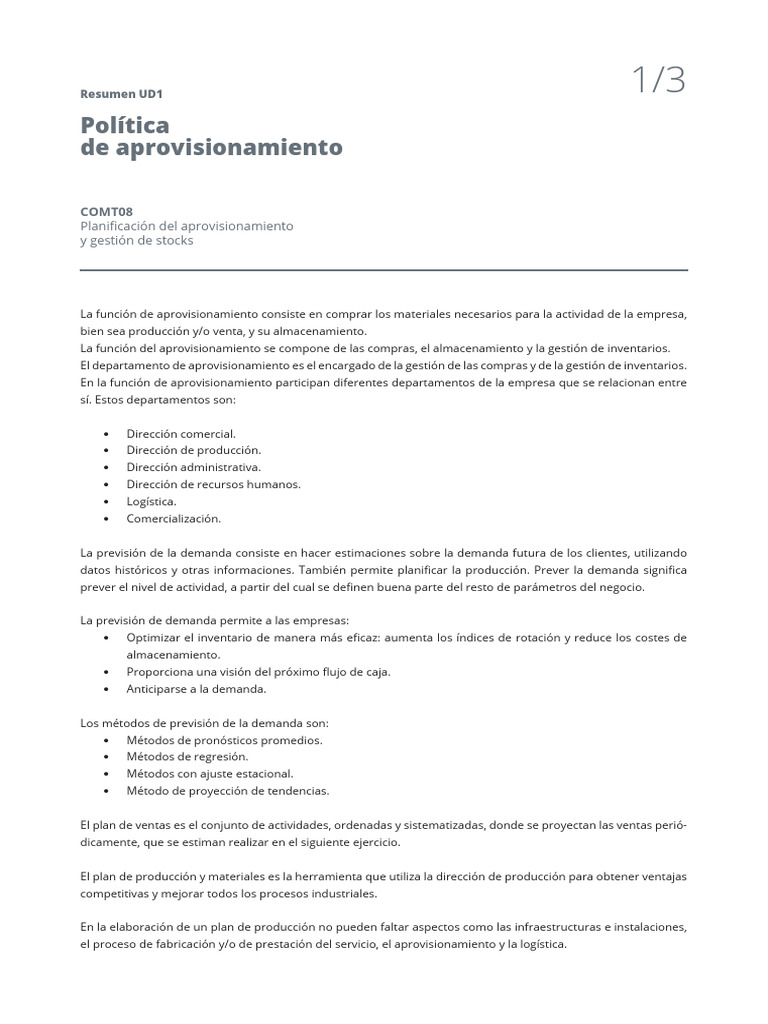 Política de Aprovisionamiento Empresarial | PDF | Obtención | Business