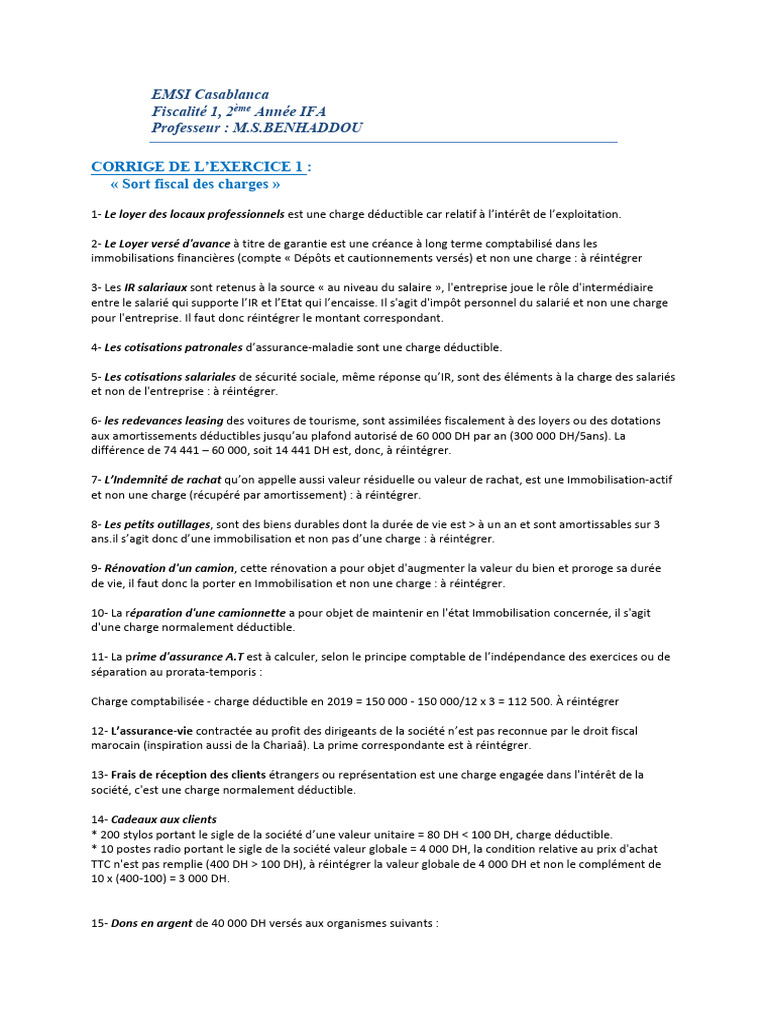 Sort fiscal des charges en entreprise | PDF | Dépréciation | Économie