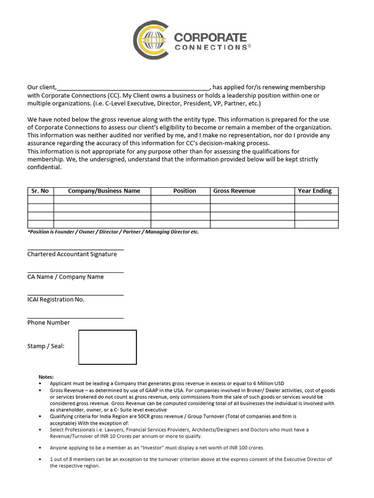 Corporate Connections Membership Eligibility | PDF