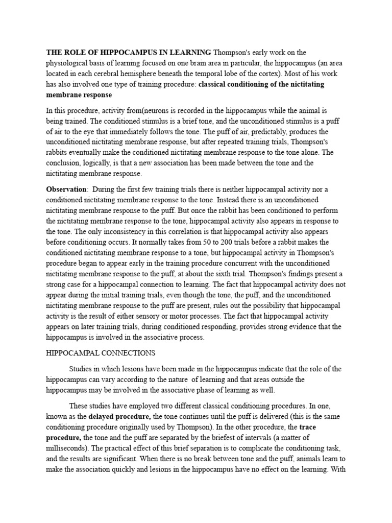 module 4 learning | PDF | Long Term Potentiation | Hippocampus