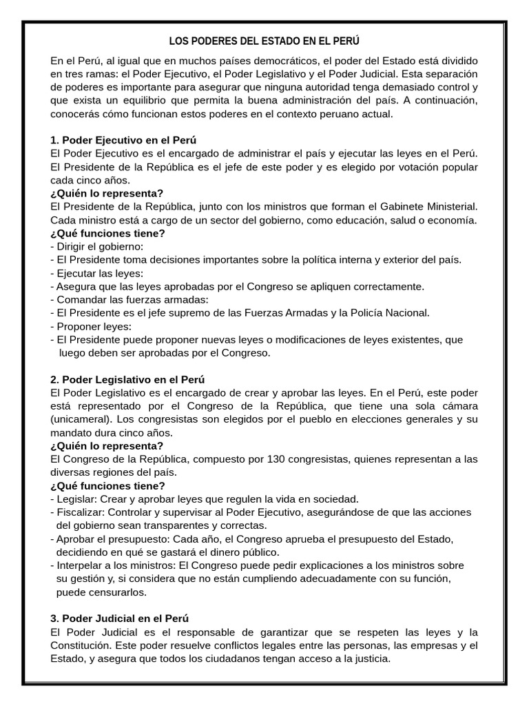 Poderes Del Estado | PDF | Separación de poderes | Judicaturas