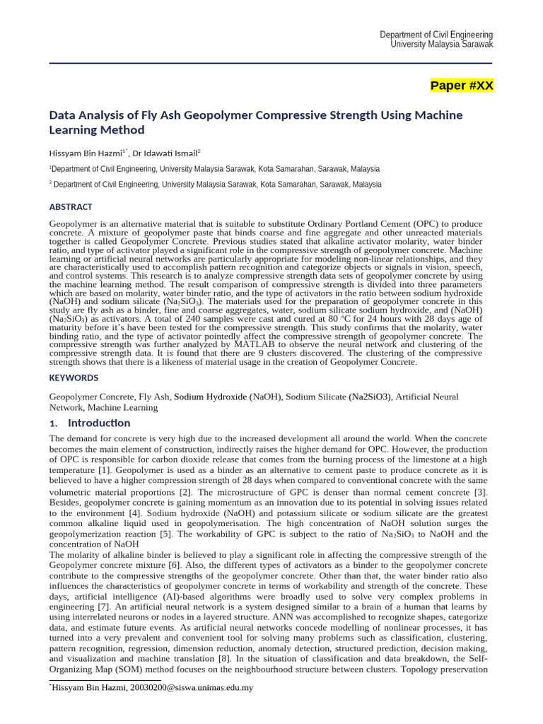 Fly Ash Geopolymer Strength Analysis | PDF | Concrete | Sodium Hydroxide