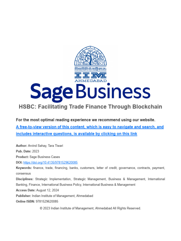 HSBC Blockchain Trade Finance | PDF | Letter Of Credit | Business