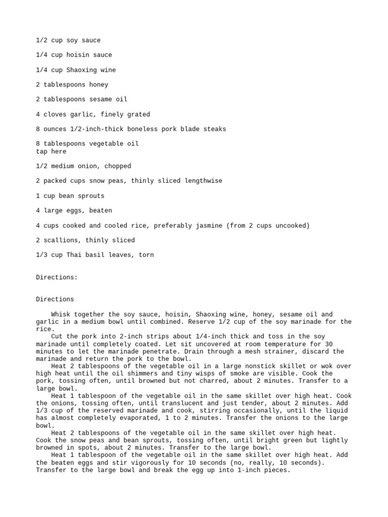 Pork Fried Rice with Thai Basil Recipe | PDF | Western Cuisine | Food ...