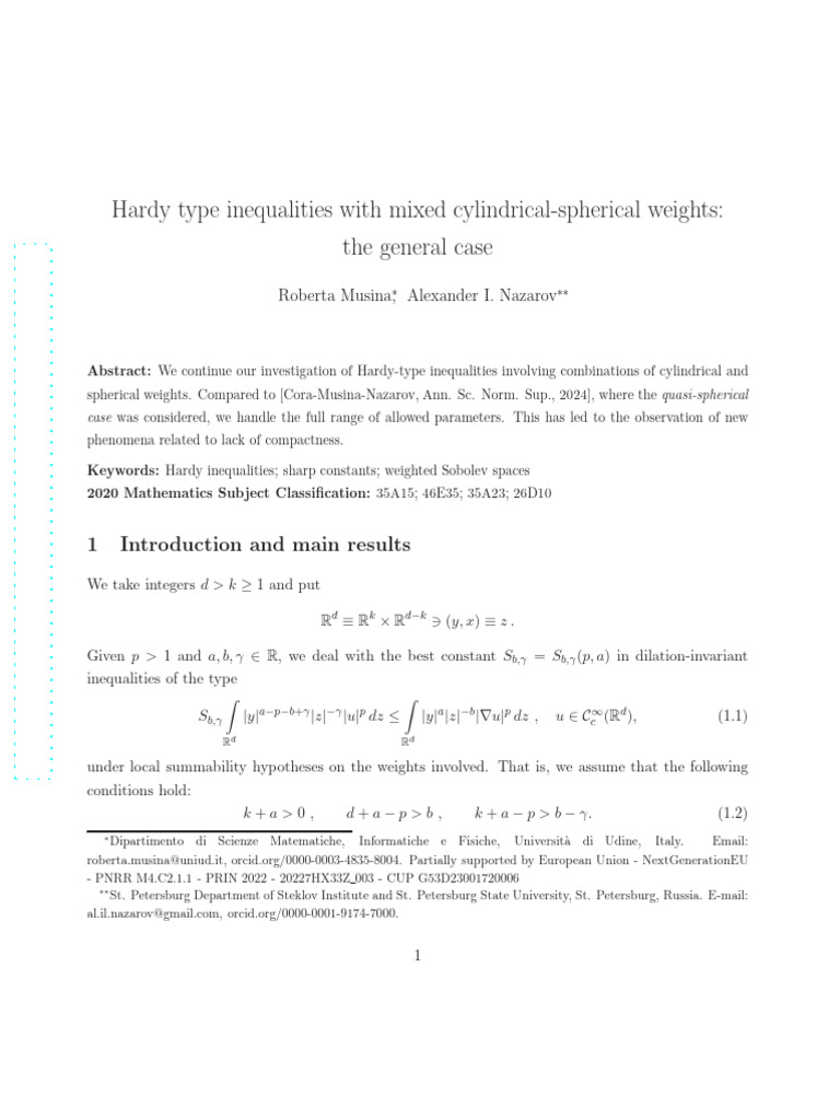 Hardy Inequalities with Mixed Weights | PDF | Monotonic Function ...