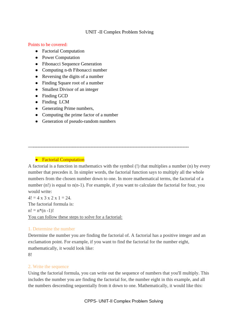 UNIT - II - Complex Problem Solving | PDF | Numbers | Computer Programming