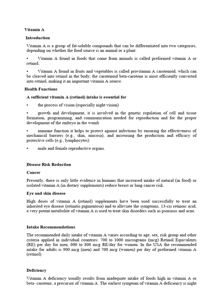 Vitamin A Pdf Vitamin A Vitamin