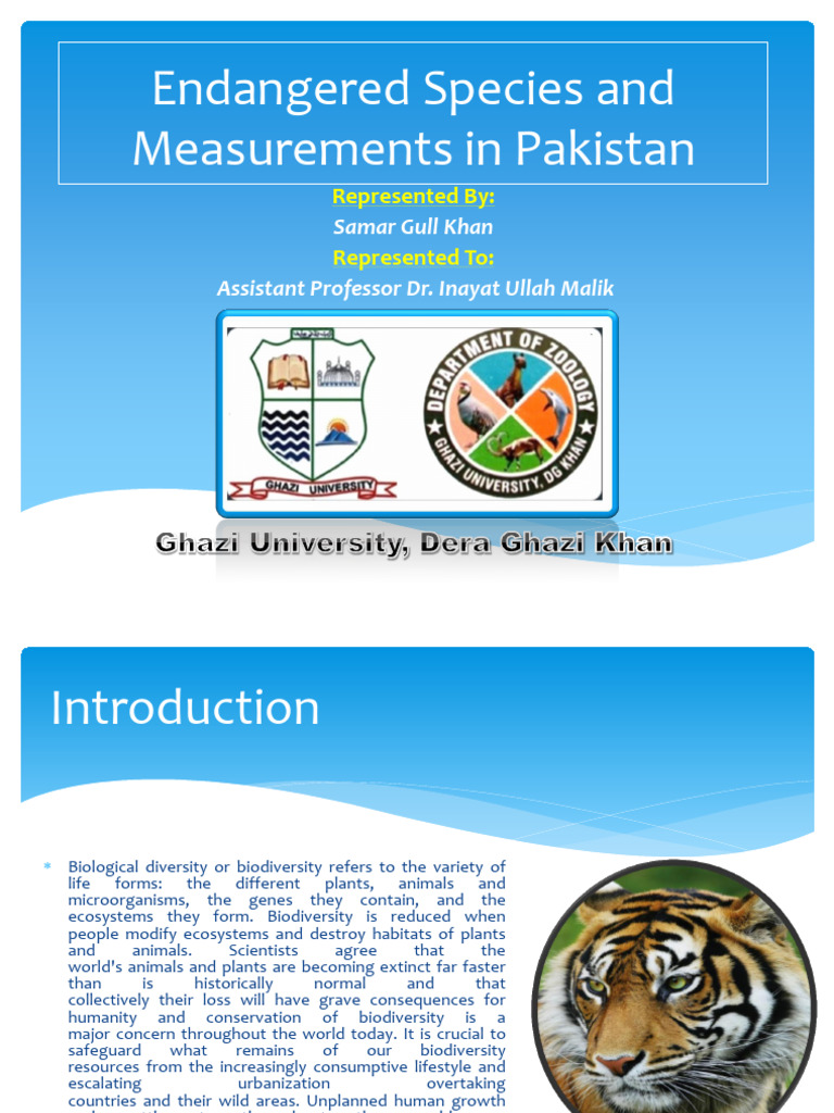 Endangered Species in Pakistan: Status & Threats | PDF | International ...