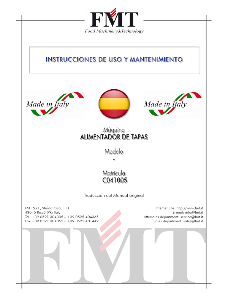 Manual Uso y Mantenimiento Máquinas | PDF | Fax | Valores