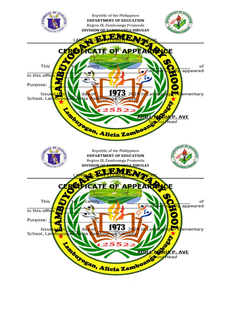 Certificate of Appearance PDF Certificate of Appearance PDF
