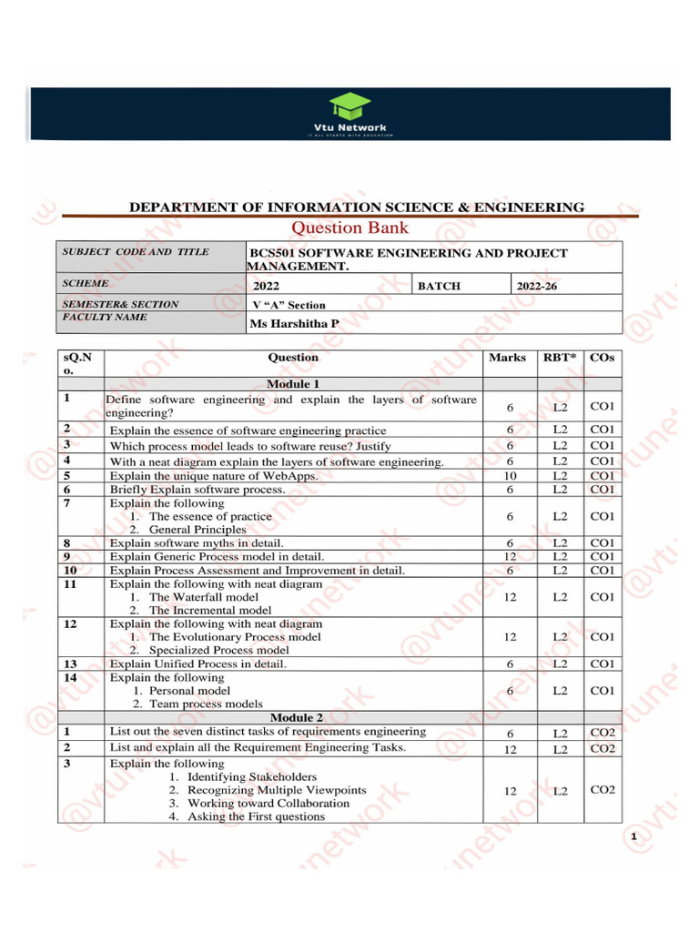 SEPM QBSem V Sem | PDF