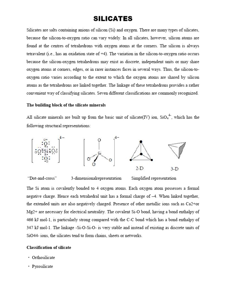 Silicates 2 Pdf Minerals Silicate