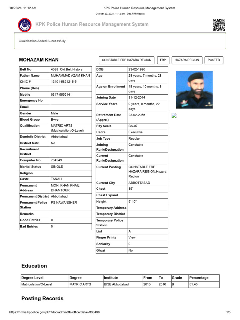 KPK Police HR Management Overview | PDF | Punishments | Crimes