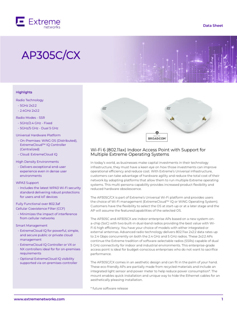 AP305C and AP305CX DS AP305C & AP305CX 1 en-US Extreme Datasheet | PDF ...
