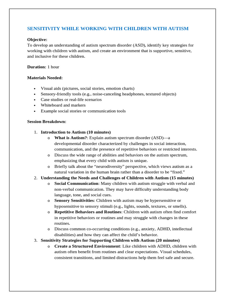 Strategies for Supporting Children with Autism | PDF | Autism Spectrum ...
