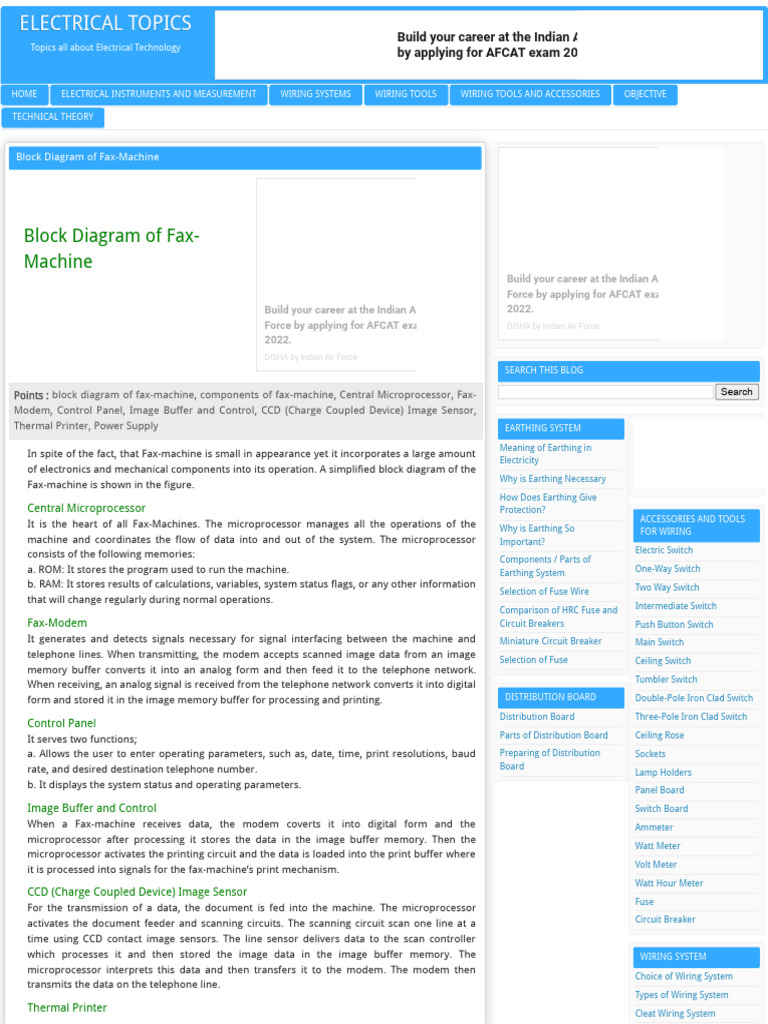 Electrical Topics - Block Diagram of Fax-Machine | PDF | Electric ...