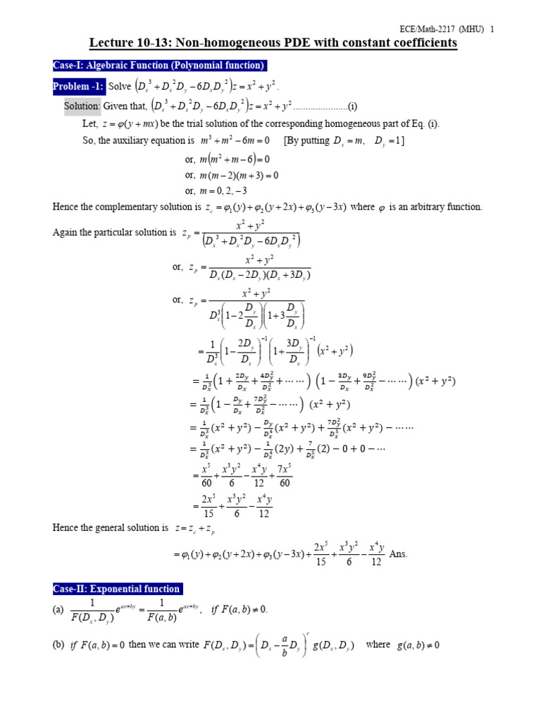 Lecture-10-13 Non Homogeneous PDE | PDF | Mathematical Objects ...