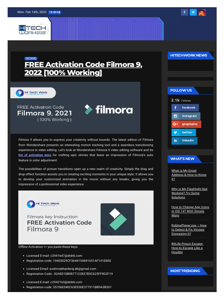 Filmora 9 Activation Codes 2022 | PDF | Software | Operating System