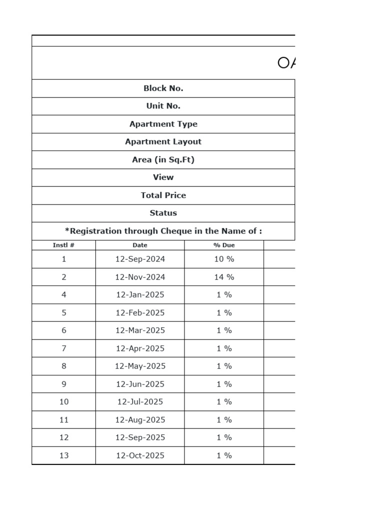 Danube Properties Development L.L.C Payment Plan Silicon Oasis Sample ...