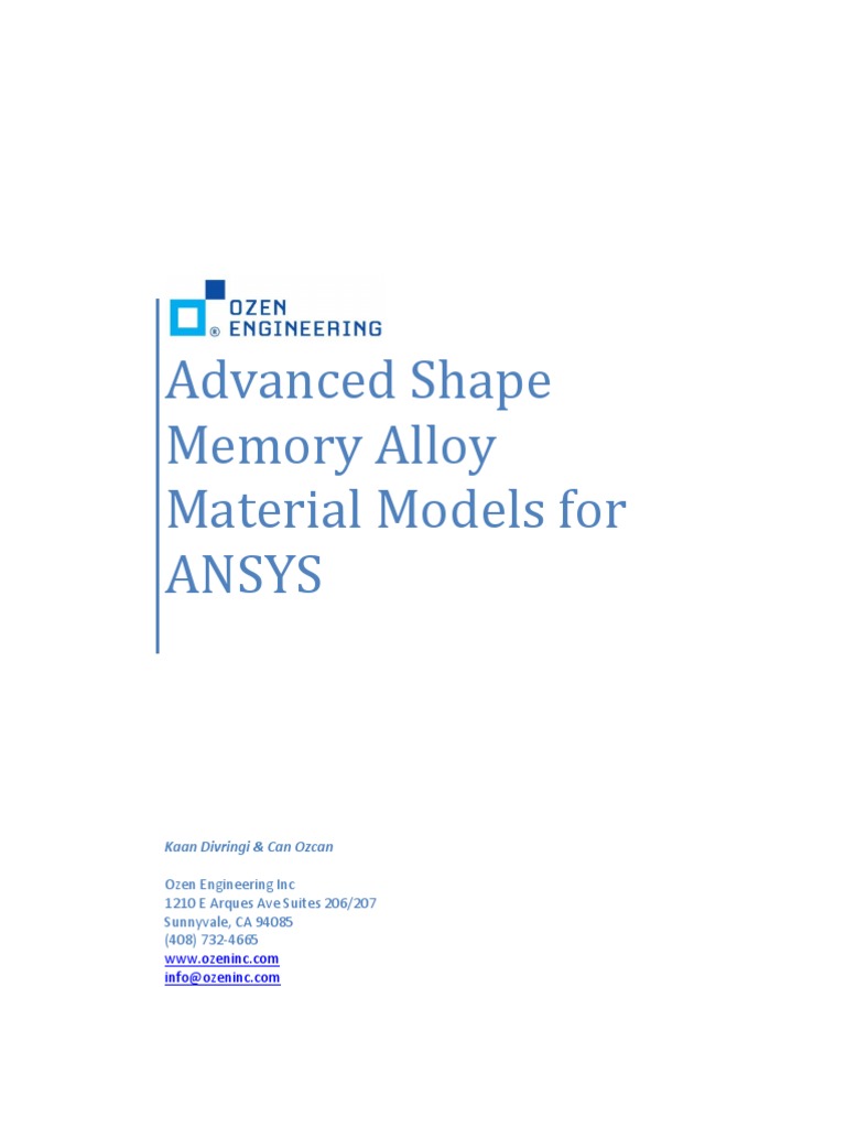 ANSYS SMA Material Model Implementation | PDF | Shape Memory Alloy ...
