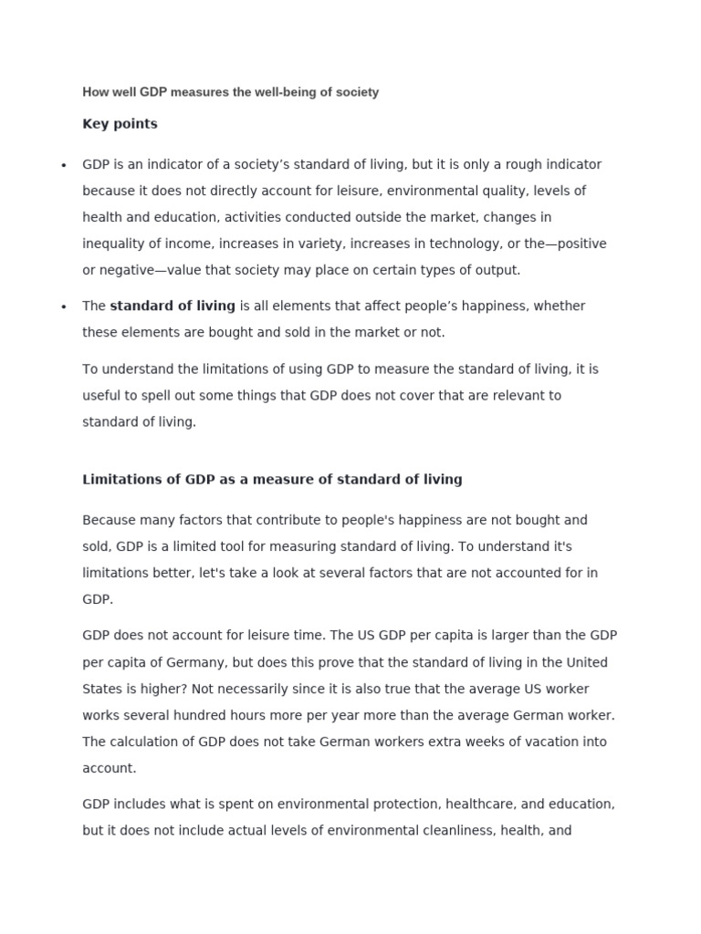 How Well GDP Measures The Well Being of Society | PDF | Gross Domestic ...