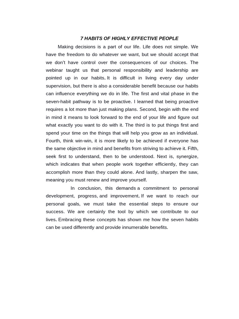 7 Habits of Highly Effective People | PDF