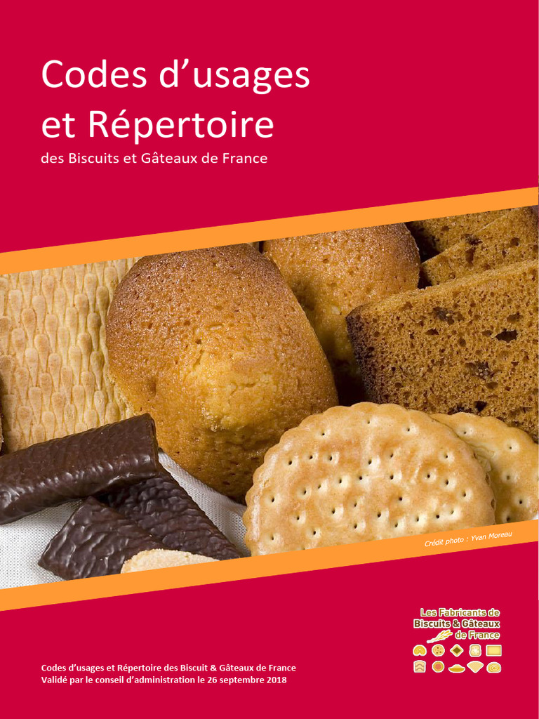 Codes d'Usages des Biscuits et Gâteaux | PDF | Biscuit | Meringue