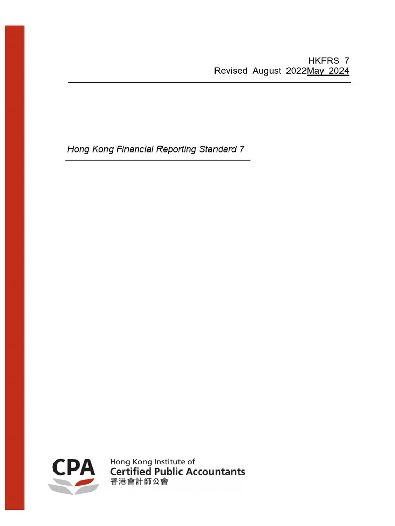 HKFRS 7 Financial Instruments Disclosures | PDF | Fair Value | Income