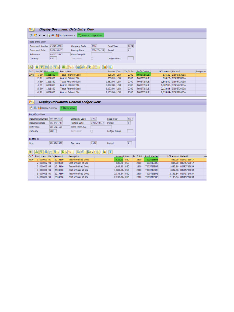 Issue With PC in GL and Entry View | PDF