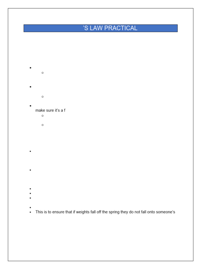Hooke's Law Practical Experiment Guide | PDF | Force | Experiment