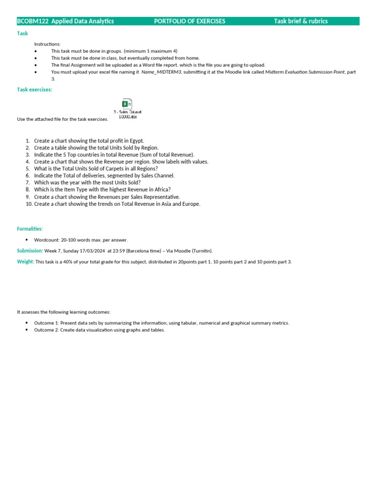Applied Data Analytics Portfolio Tasks | PDF | Analysis | Theory