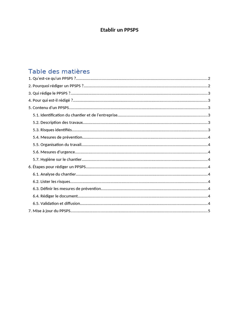 Guide complet pour rédiger un PPSPS | PDF | Sécurité | Risque