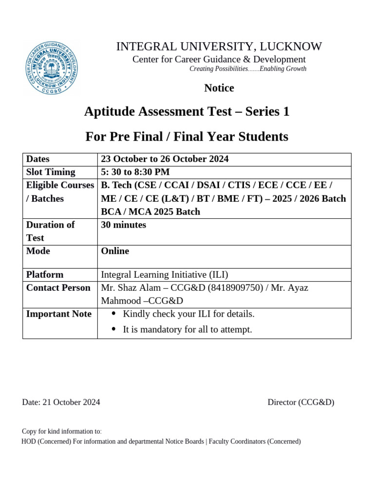 Aptitude Assessment Test - Series 1 (Oct 24) | PDF | Business ...