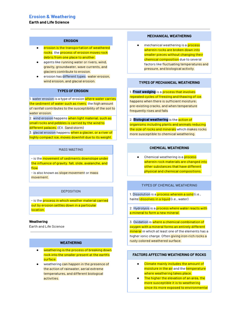 Erosion and Weathering | PDF | Weathering | Erosion