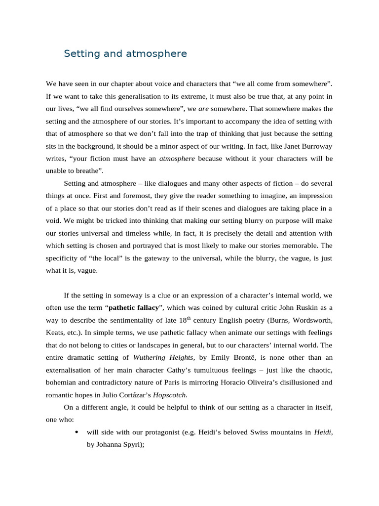 The Role of Setting in Fiction | PDF | Experience | Intersectionality