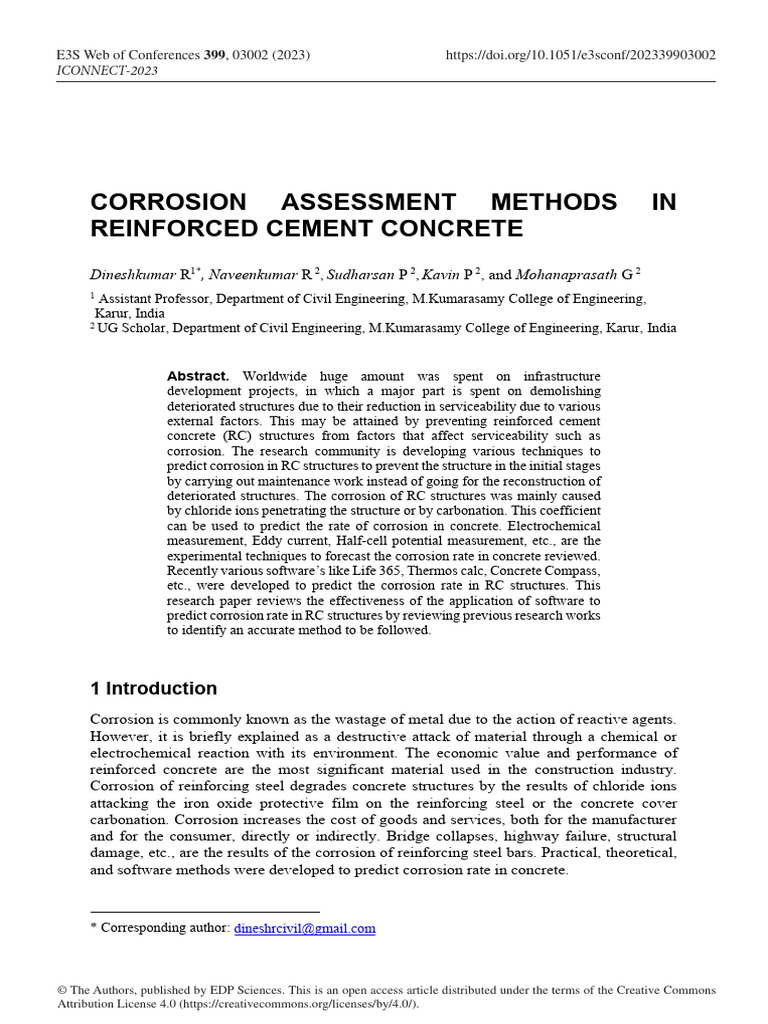 Corrosion Assessment in Reinforced Concrete | PDF | Corrosion | Radiography