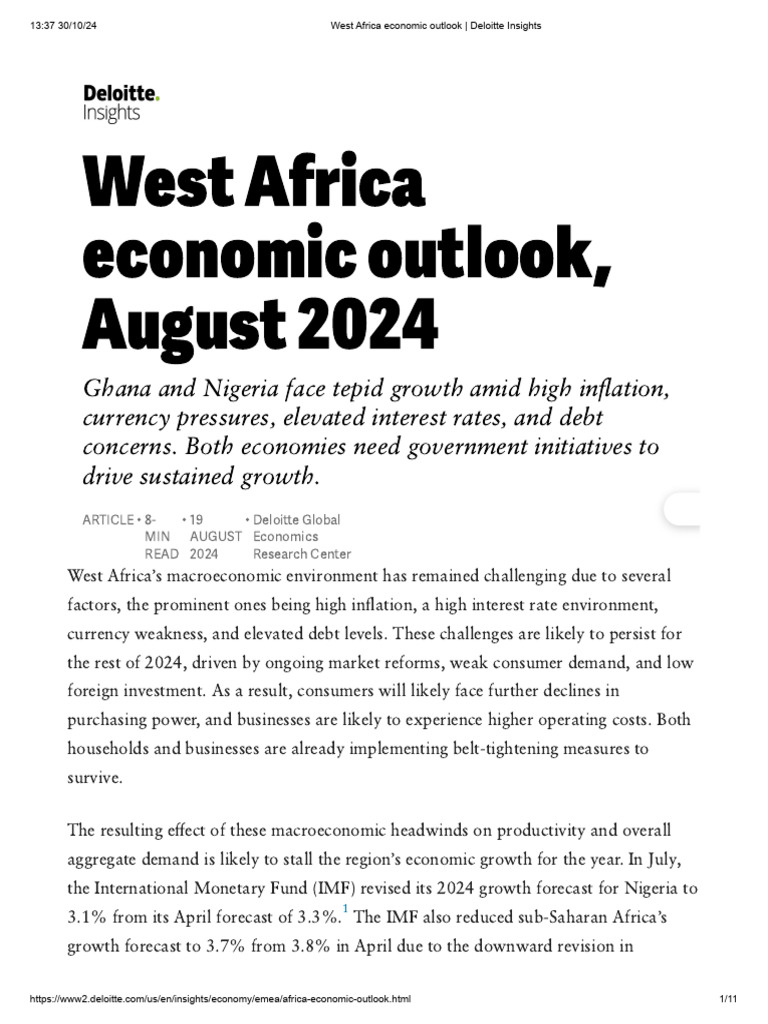 West Africa Economic Outlook 2024 | PDF | Cost Of Living | Inflation