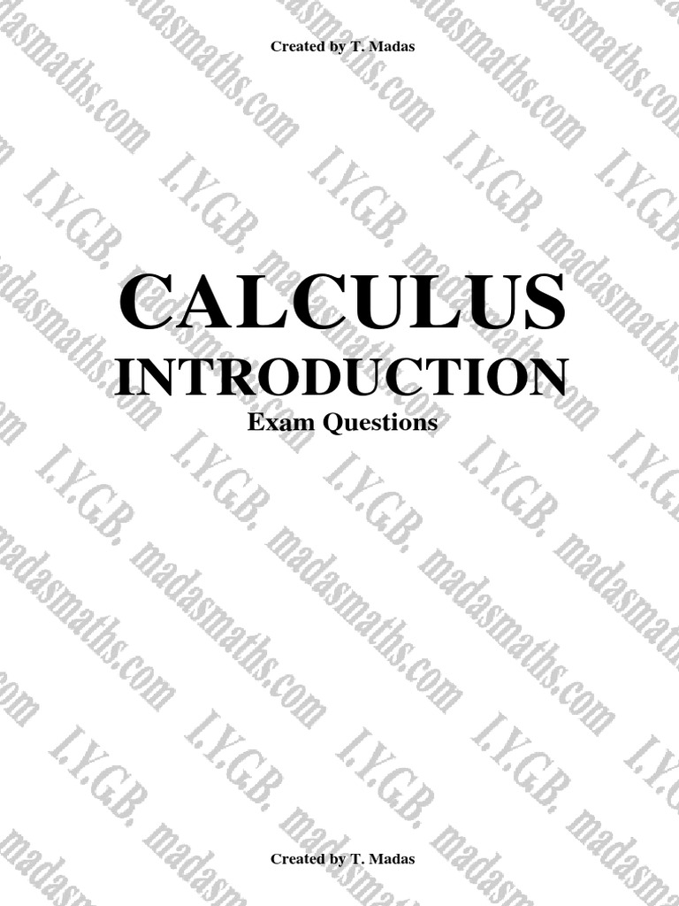 Calculus Introduction Exam Questions | PDF | Tangent | Line (Geometry)