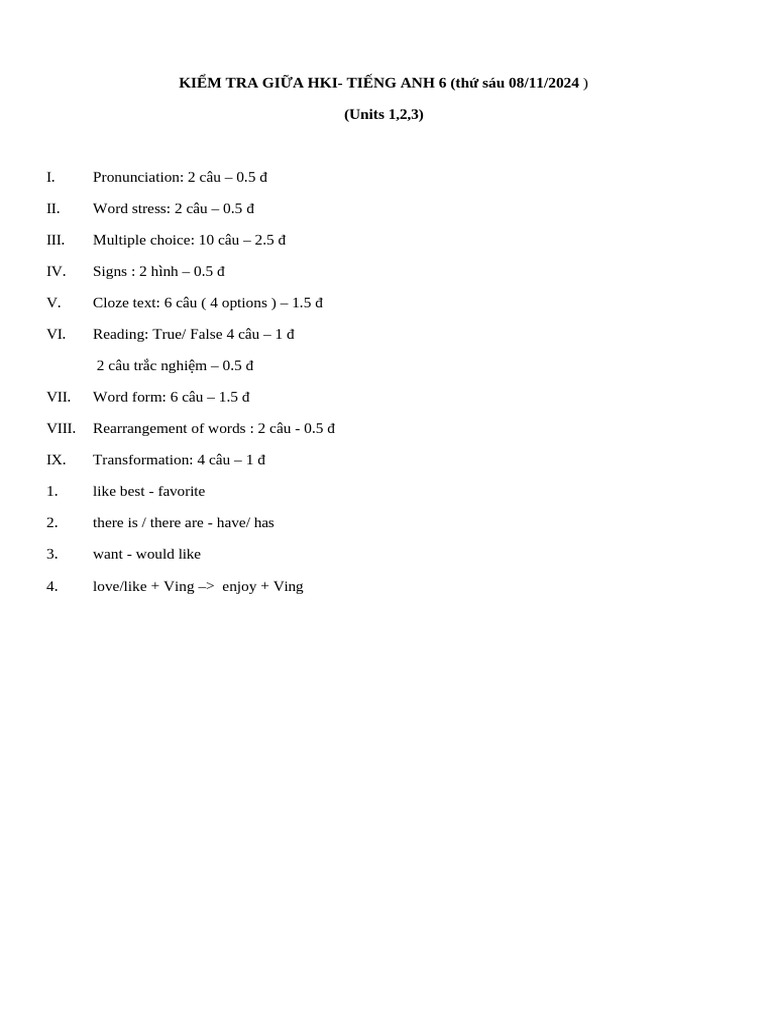REVISION FOR 1ST MIDTERM TEST-GRADE 6 New - 2425 | PDF | Art